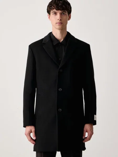 Calvin Klein palton pentru bărbați cu lână merino negru