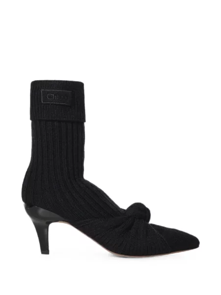 Cizme scurte Chloé tricotate negru