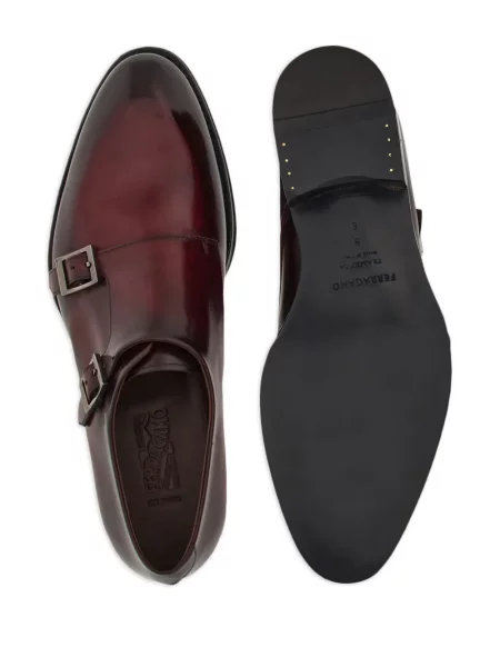 Pantofi monk Ferragamo din piele roșu