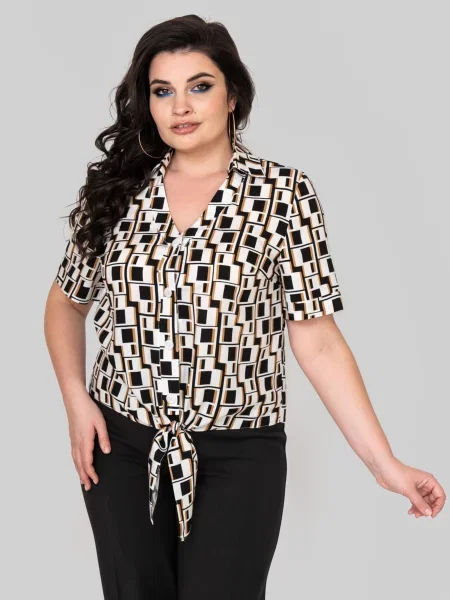 Блуза All Posa чорний/бежевий віскоза/модал чорна