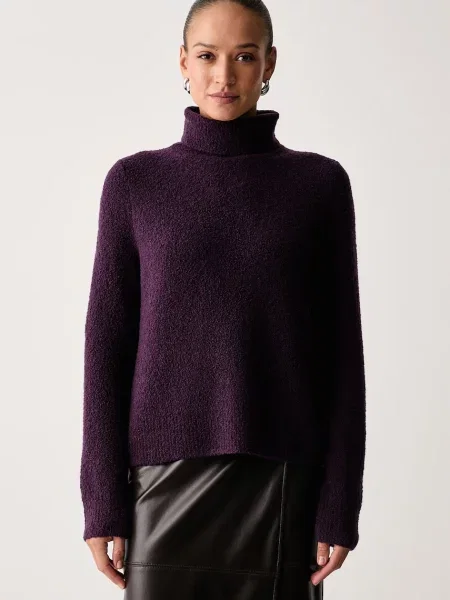 BOSS pulover cu guler înalt pentru femei cu lână Fubrini violet