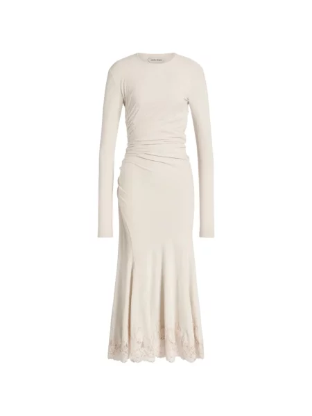 Rochie midi Alberta Ferretti cu volane din dantelă alb