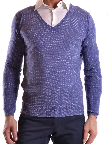 Pulover Paolo Pecora cu decolteu în V albastru