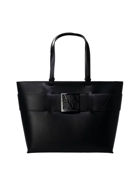 Lniana shopperka Armani Exchange czarna