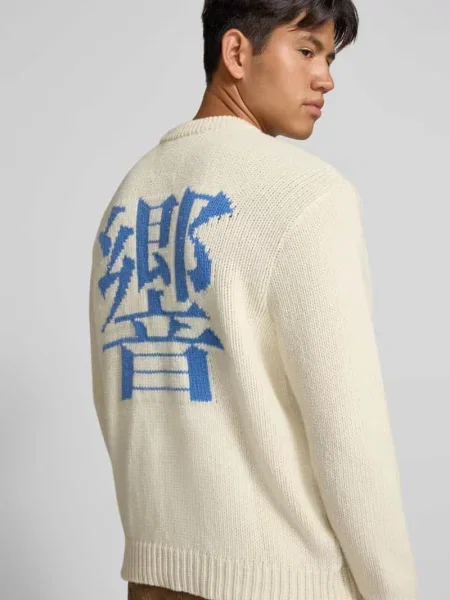 Sweter z dzianiny z mieszanki wełny model ELLIS HIBIKI' Edwin biały