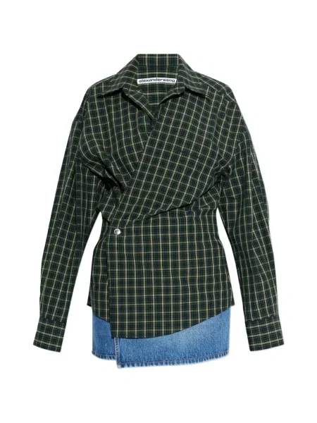 Rochie mini Alexander Wang în carouri de costum verde