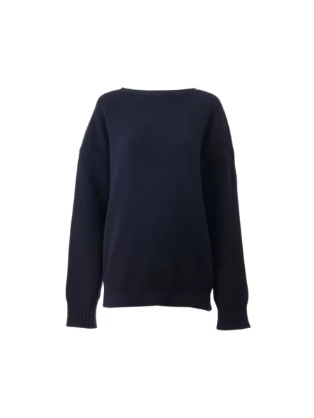 Sweter Chloe wełniany z logo niebieski