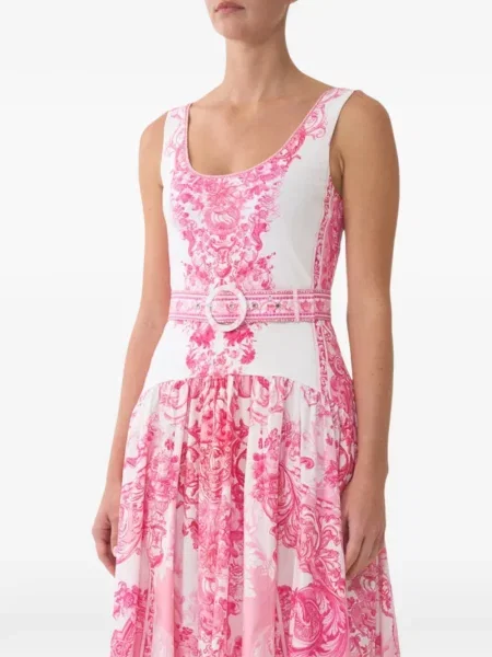 Rochie midi Camilla cu model floral cu imagine alb