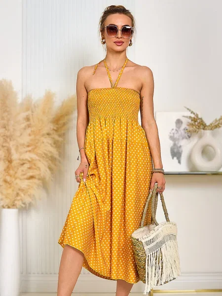 Rochie Resti cu buline de costum alb