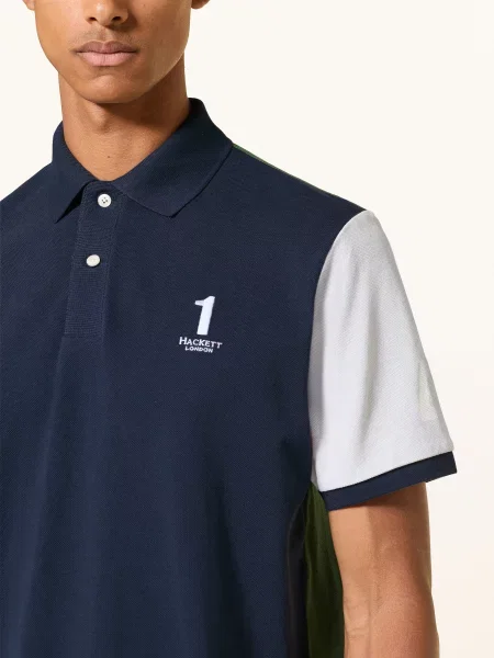 Hackett London Polokošile Z Piké Classic Fit tmavě modrá / světle / tmavě zelená šedá