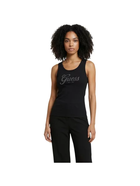 Maiou Guess cu decolteu rotund cu autograf negru