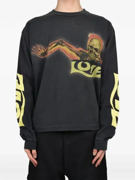 Lung tricou Jun/nakayama cu imagine negru