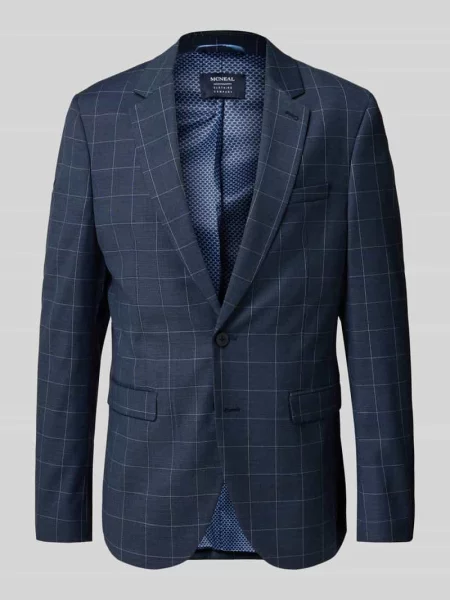Marynarka o kroju slim fit ze wzorem w kratę zapinana na 2 Mcneal granatowa