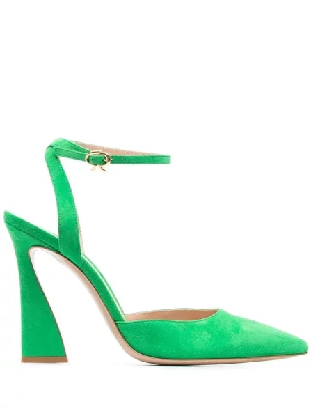 Pantofi cu toc Gianvito Rossi din piele de căprioară verde