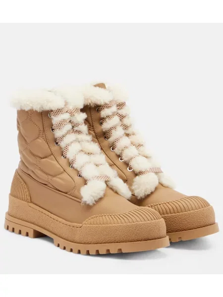 Боти Aquazzura с връзки с дантела бежово