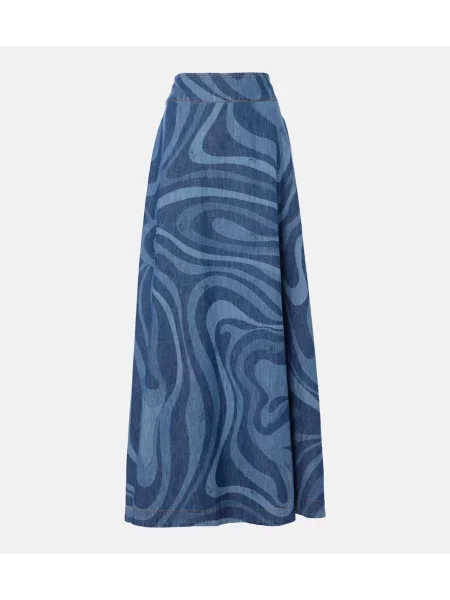 Fustă din denim Pucci cu talie înaltă albastru