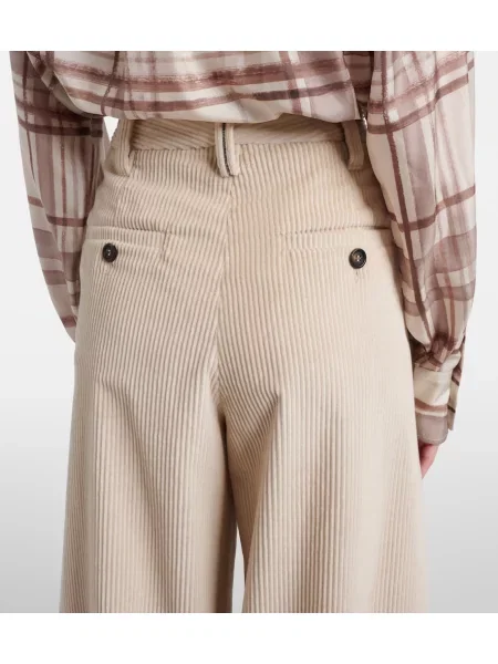 Pantaloni Brunello Cucinelli de catifea cord alb