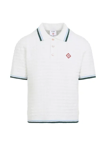 Tricou polo Casablanca tricotate alb