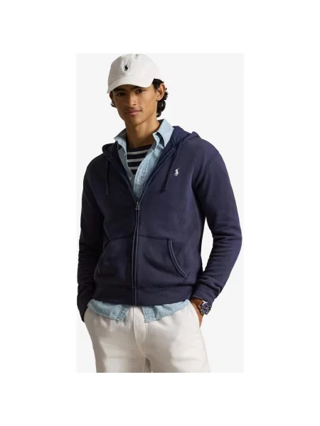Bluza z kapturem Ralph Lauren Knit Full Zip granatowa L niebieska
