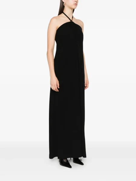 Rochie maxi Moschino cu gât halter de costum negru