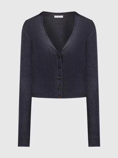 Кардиган в рубчик з люрексом Brunello Cucinelli синій