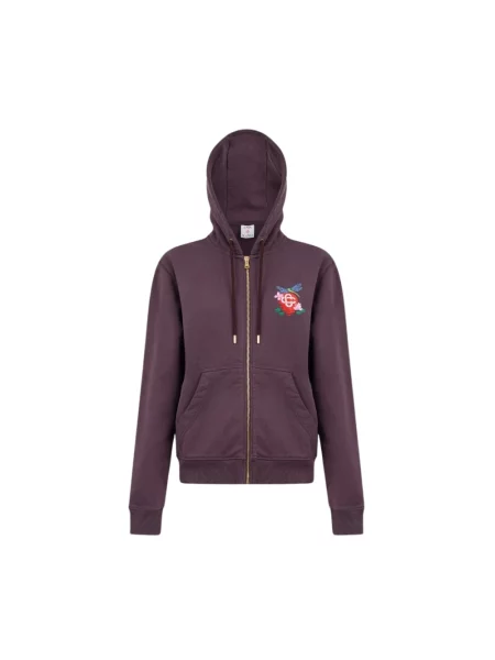 Haftowana bluza z kapturem Casablanca w kwiatki fioletowa