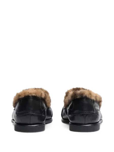 Pantofi loafer Ash cu volane cu blană negru