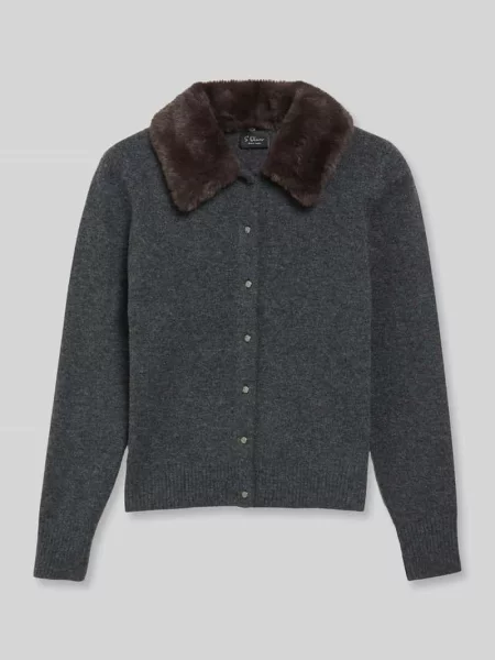 S.Oliver Black Label Kardigan Z Sztucznym Futrem grau czarny
