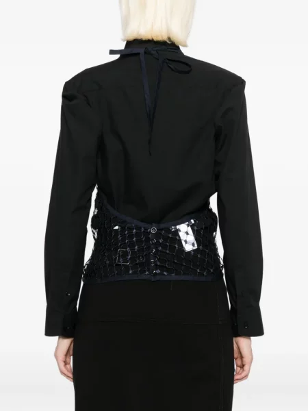 Top Lemaire plasă cu gât halter de plasă albastru