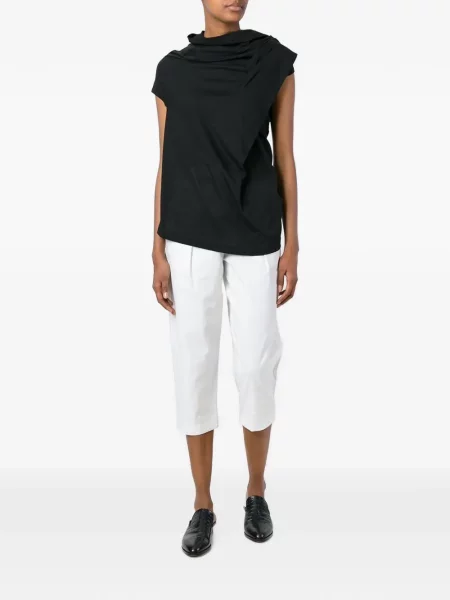 Top Junya Watanabe asimetric drapat negru