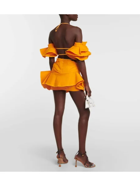 Cropp top Jacquemus din canvas portocaliu