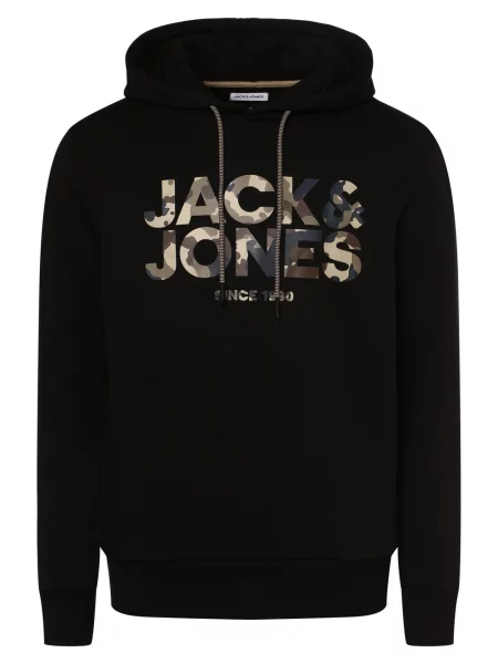 Jack & Jones bluza z kapturem Mężczyźni dresowy nadruk S czarny