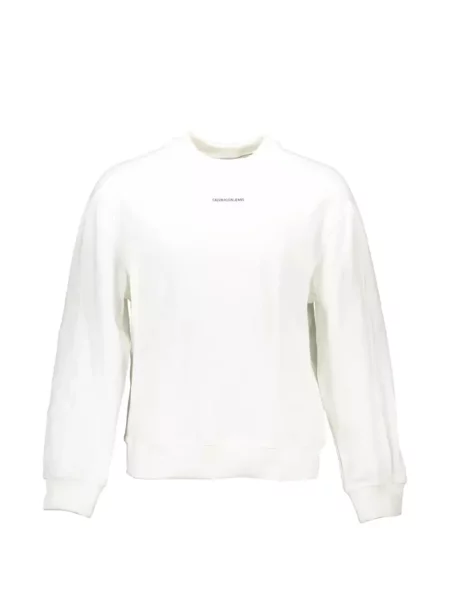 Pulover Calvin Klein cu imagine cu decolteu rotund alb