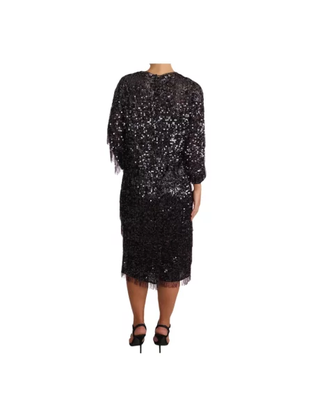 Sukienka midi Dolce And Gabbana z cekinami czarna