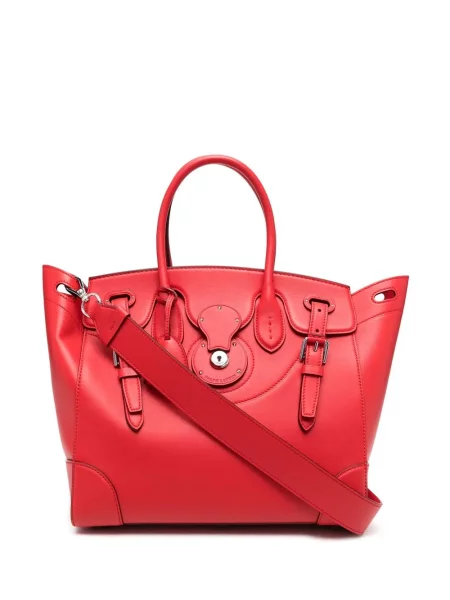 Geantă shopper Ralph Lauren Collection cu cataramă roșu