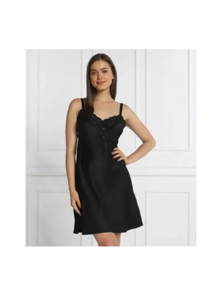 LAUREN RALPH LAUREN Szatén köntös | Relaxed fit fekete