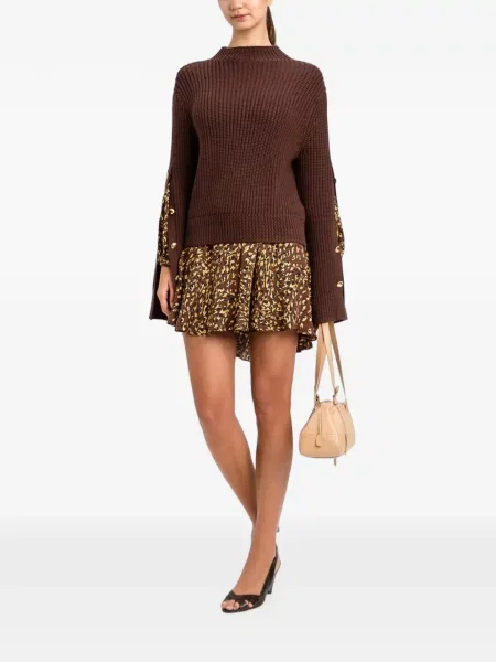 Rochie mini Twinset cu imagine cu decolteu în V maro
