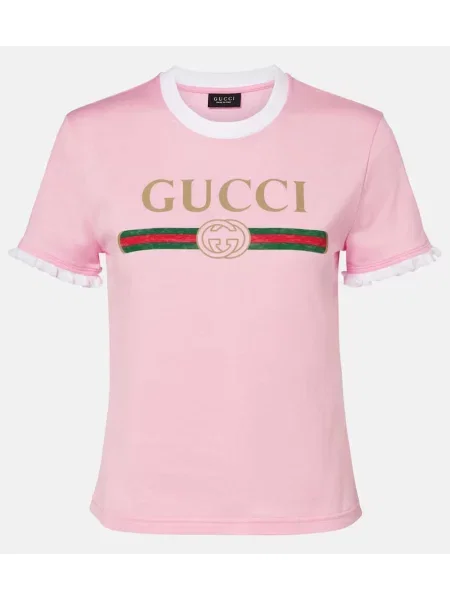 Koszulka Gucci z dżerseju z autografem różowa