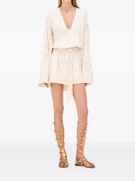 Rochie mini Alexis cu decolteu în V de costum alb