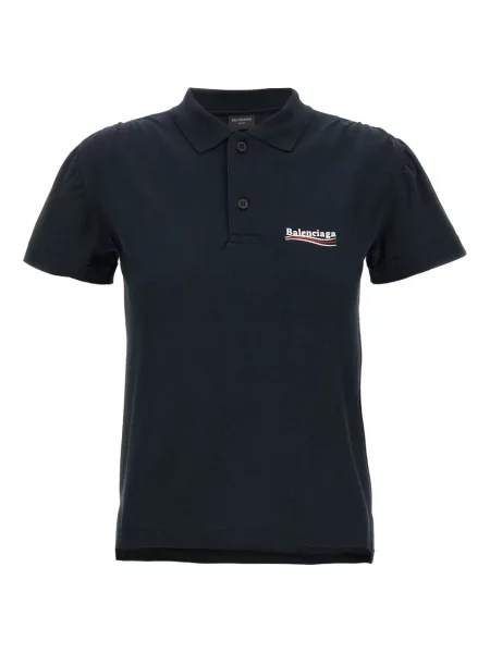 Polo Balenciaga cu broderie albastru