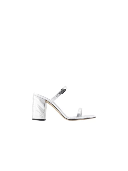 Klapki mules Alexander Mcqueen skórzane szare