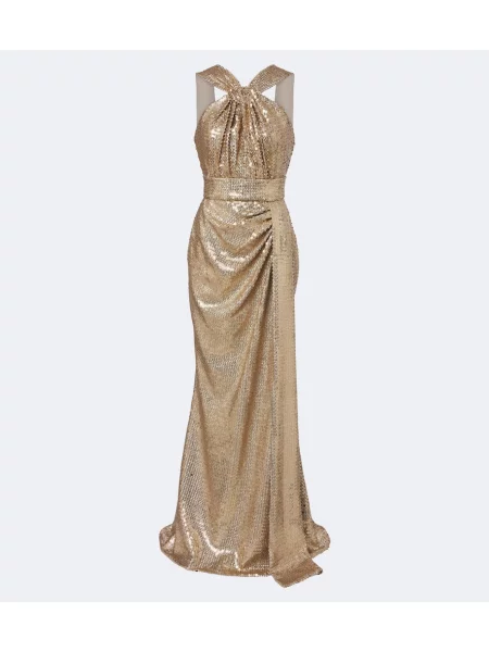 Rochie Elie Saab drapată cu gât halter