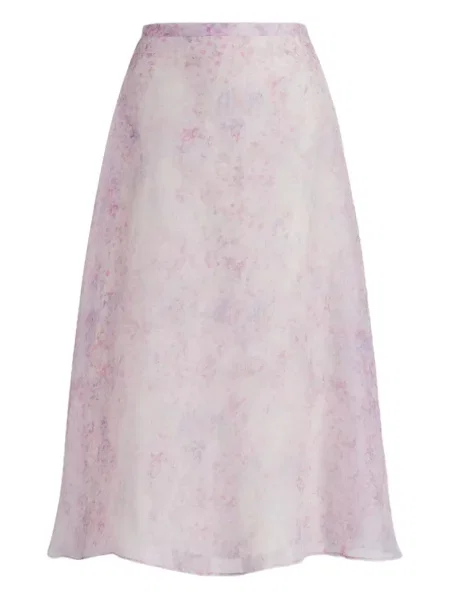 Fustă midi Alberta Ferretti cu model floral până la genunchi violet