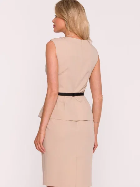 Cu centură rochie tip creion Stylove bej