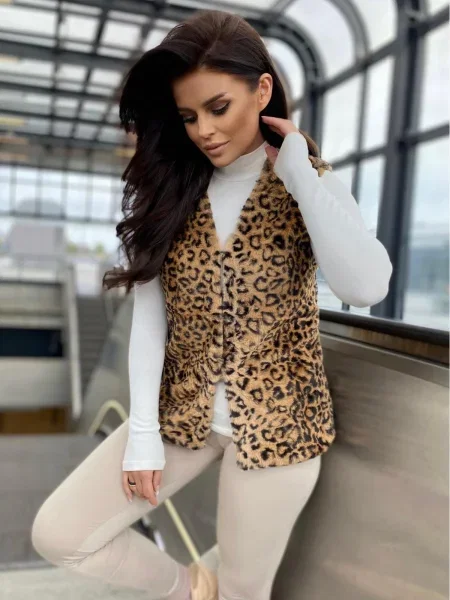 Vestă Edoti cu model leopard alb