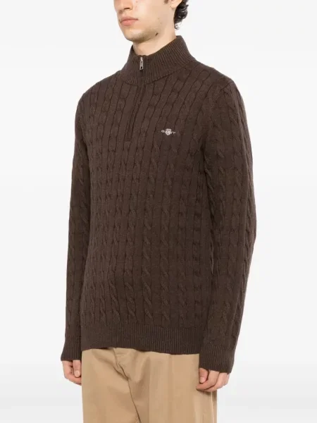 Pulover Gant cu broderie maro