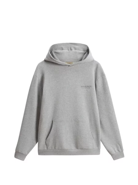 Majica s kapuljačom Woolrich s autogramom siva