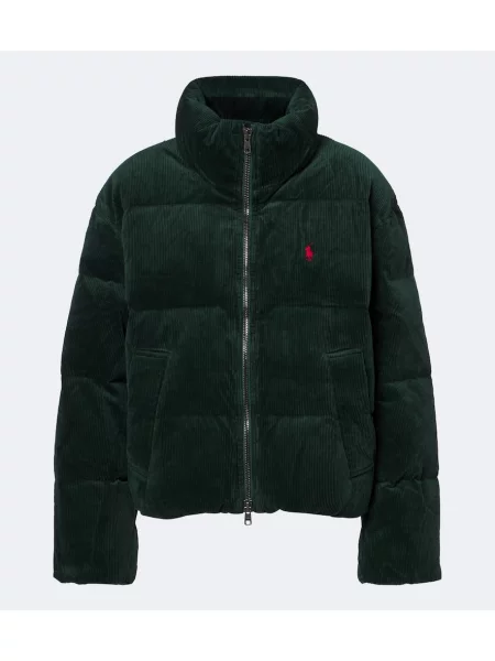 Geacă cu puf Polo Ralph Lauren de catifea cord verde