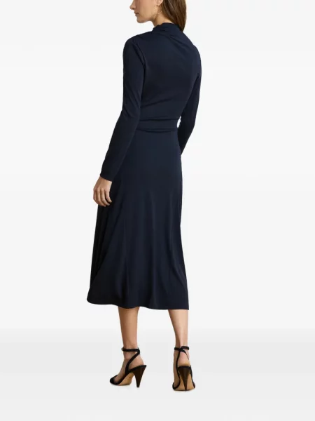 Rochie midi Lauren Ralph Lauren drapată albastru