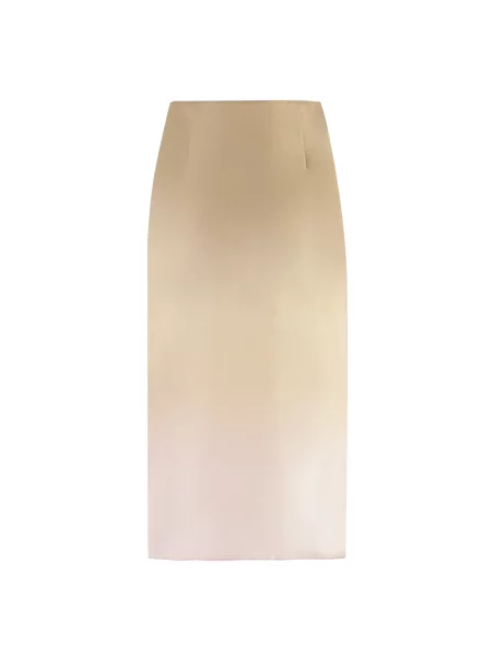 Spódnica midi Prada gradientowa do kolan z twillu beżowa